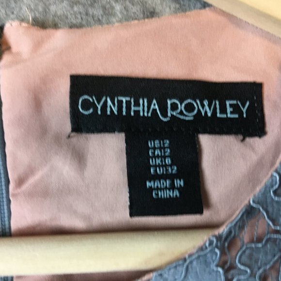 Cynthia Rowley Blouse Top 2 XS Lace Shell Dusty Blue Floral Cap Sleeve Career - Picture 6 of 13